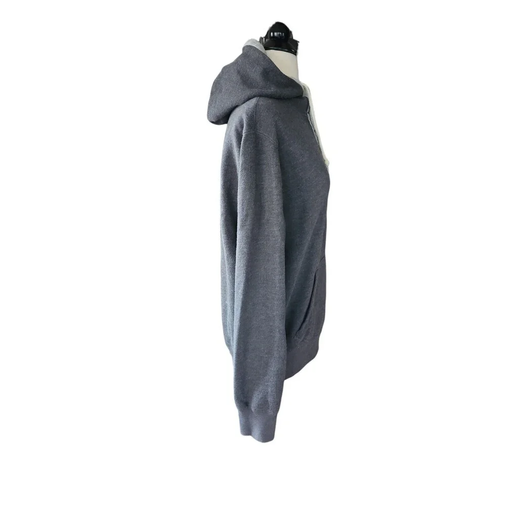 J. Crew Hoodie Mens Medium Authentic Fleece Gray Casual 4 Button Cotton Blend